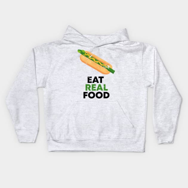 EAT REAL FOOD Kids Hoodie by mryetee